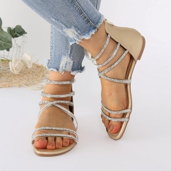 BRAND NEW THALIA SODI WOMEN'S DANA EMBELLISHED STRAPPY FLAT SANDALS - Picture 1 of 16